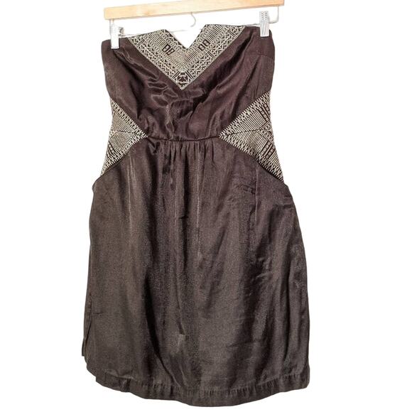 ECOTE Strapless Dress Metallic Tribal Mini Tube Party Cocktail Medium Juniors - Picture 3 of 8